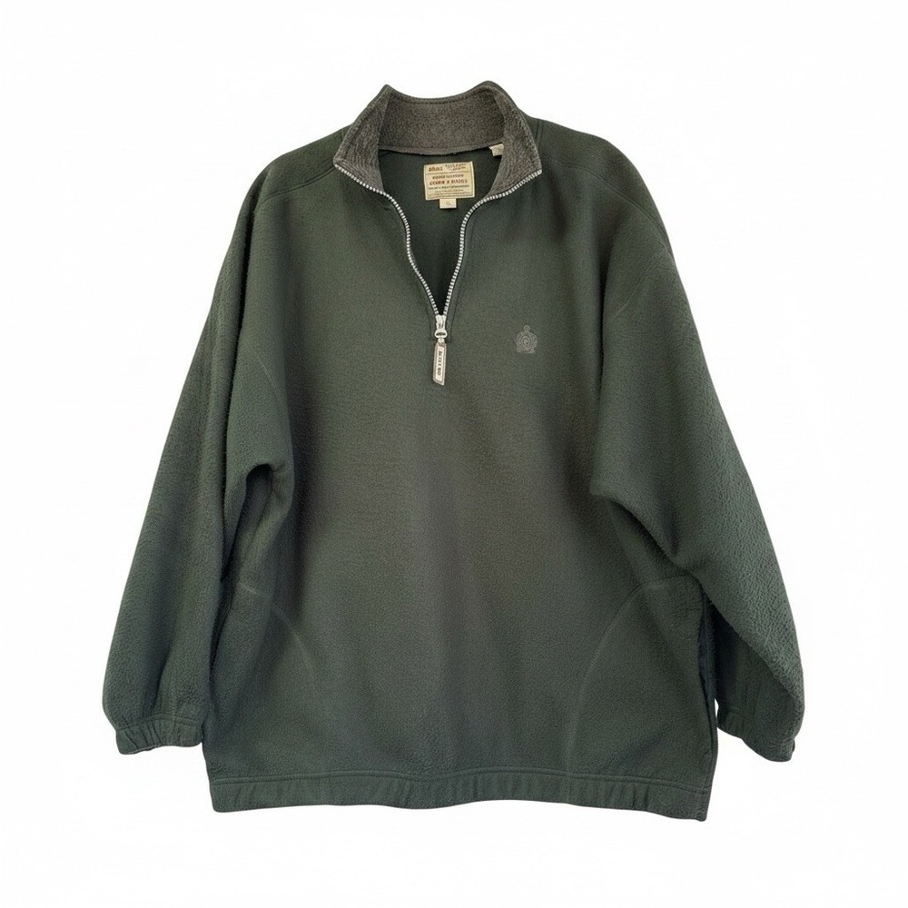 Vintage Bugle Boy 1/4 Zip Fleece Sweater Men’s Size XL Green Elastic Waist